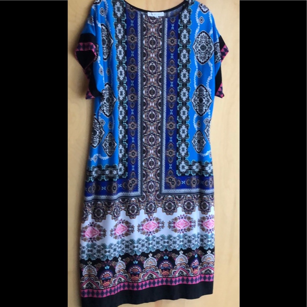 Sandra Darren multi-colored lined dress size 14